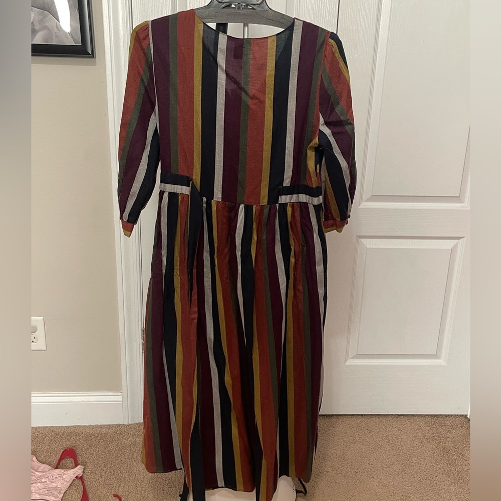 Multiple striped. Gold buttons. Dress. - Picture 2 of 6